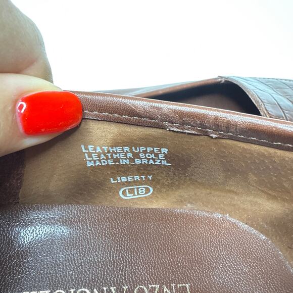 Classic ENZO ANGIOLINI Liberty Brown Croc‎ Leather Ballet Ballerina Flats SZ 8.5 - Picture 10 of 10